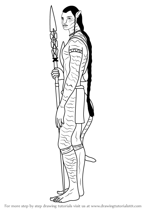 597x844 Learn How To Draw Jake Sully From Avatar - Avatar Drawing