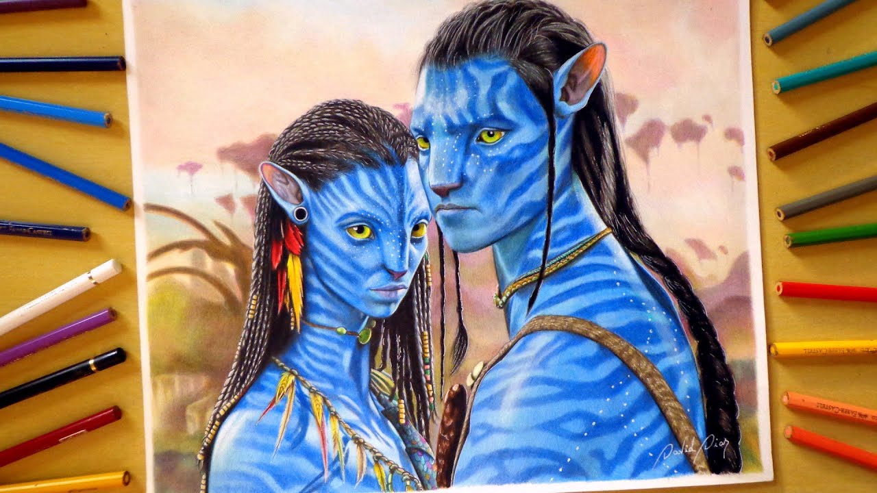 1280x720 Speed Drawing Neytiri And Jake Sully Avatar - Avatar Drawing
