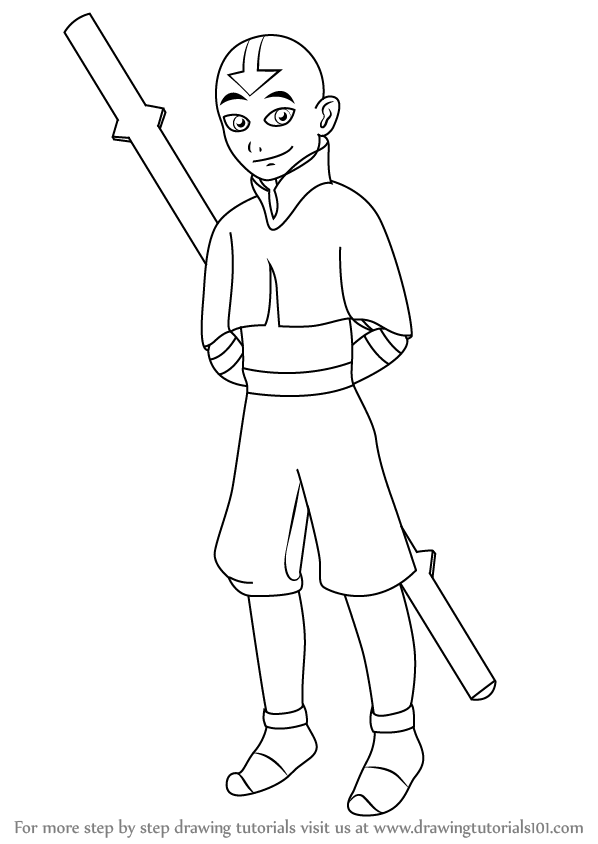 598x844 Learn How To Draw Aang From Avatar The Last Airbender - Avatar The Last Airbender Drawing