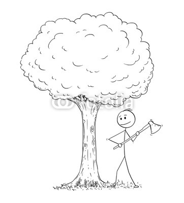 362x400 Cartoon Stick Drawing Illustration Of Man Or Lumberjack With Axe - Ax Drawing