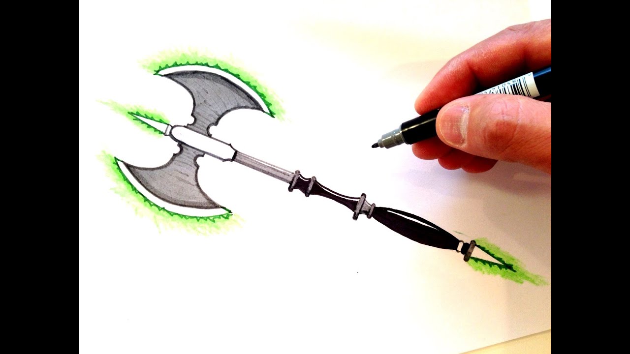 1280x720 How To Draw A Battle Axe Lightsaber - Axe Drawing