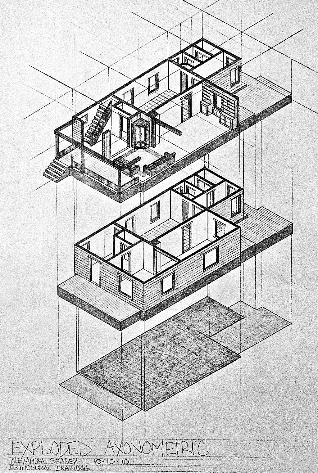 1024x1524 views axonometric drawing, building drawing - Axon Drawing