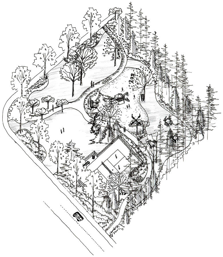 779x900 city park axonometric drawing drawing - Axonometric Drawing