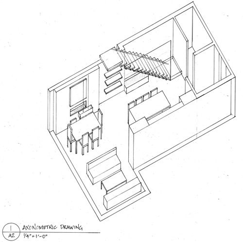 500x498 loft axonometric drawing plan oblique projection axonometric - Axonometric Drawing