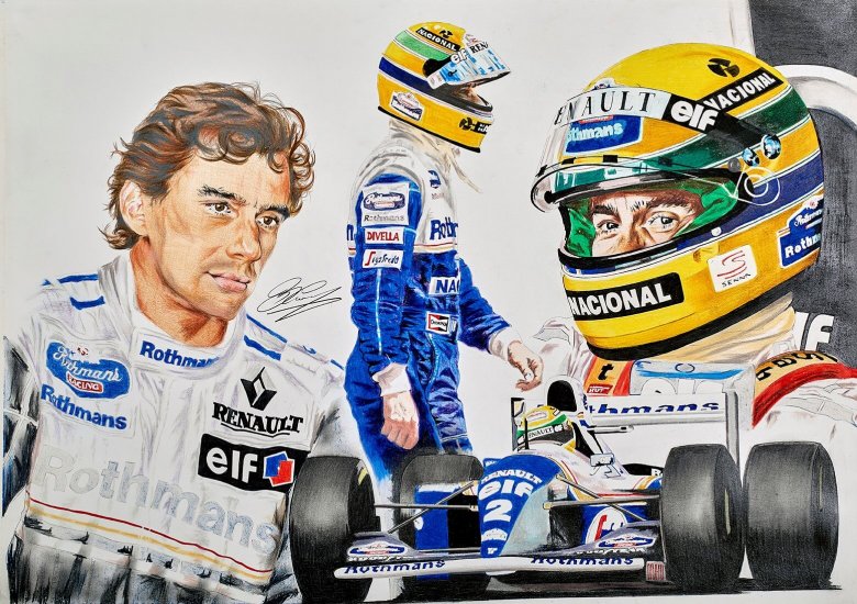 780x550 ayrton senna a personal tribute montage drawing from the best - Ayrton Senna Drawing
