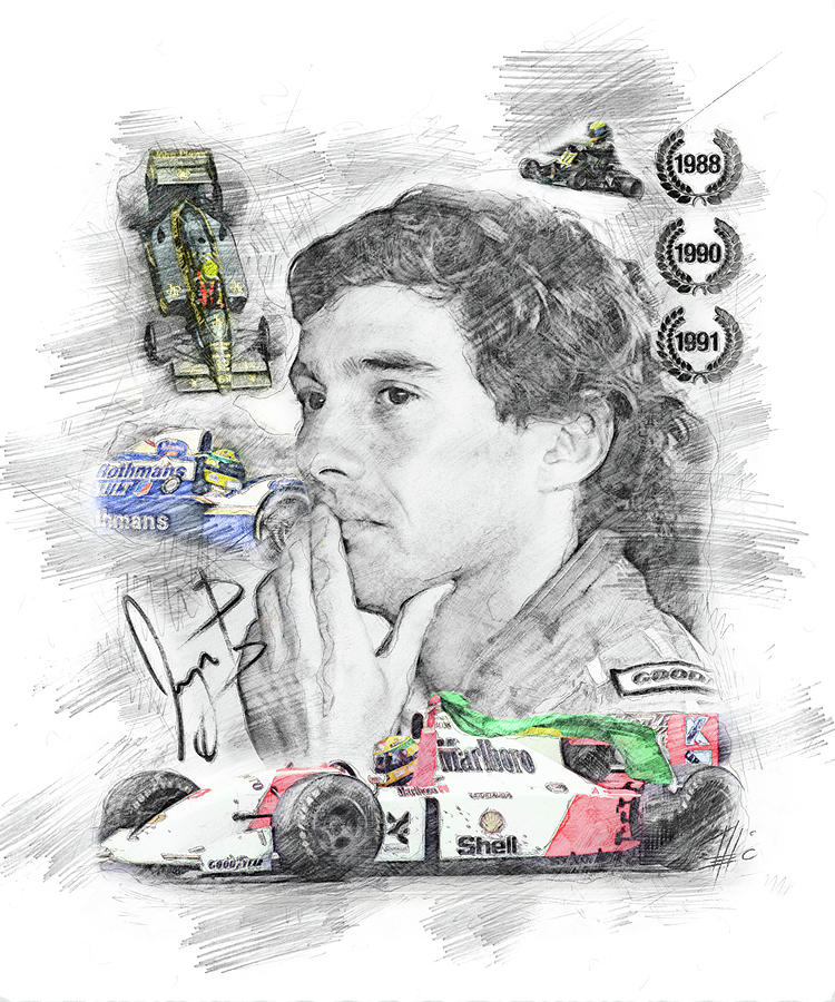 750x900 Ayrton Senna Drawing - Ayrton Senna Drawing