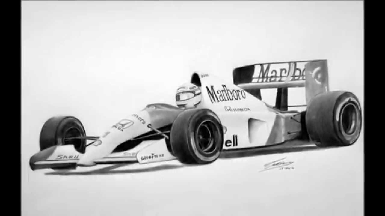 1280x720 Ayrton Senna's Mclaren Pencil Drawing - Ayrton Senna Drawing