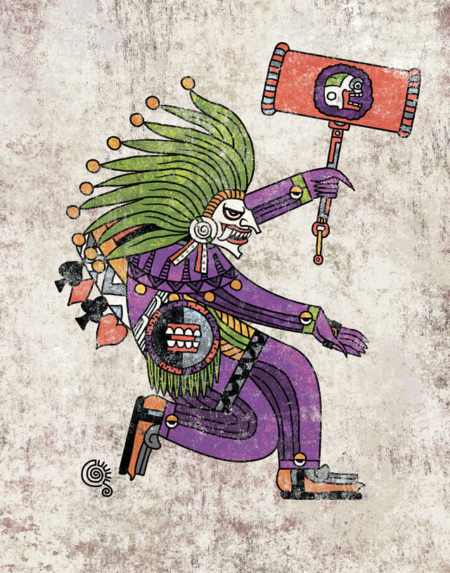 640x815 aztec joker art print qetza online store powered - Aztec Art Drawings