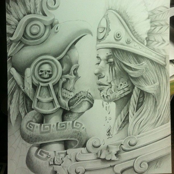 612x612 aztec warriors drawings on aztec drawings - Aztec Art Drawings