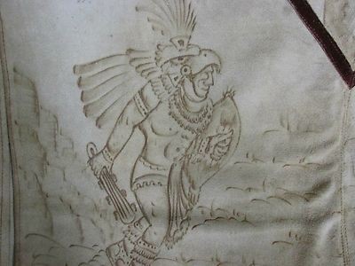 400x300 mayan aztec art real quality leather poncho with eagle warrior - Aztec Art Drawings