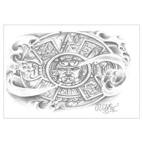 460x460 aztec calendar framed print - Aztec Calendar Drawing