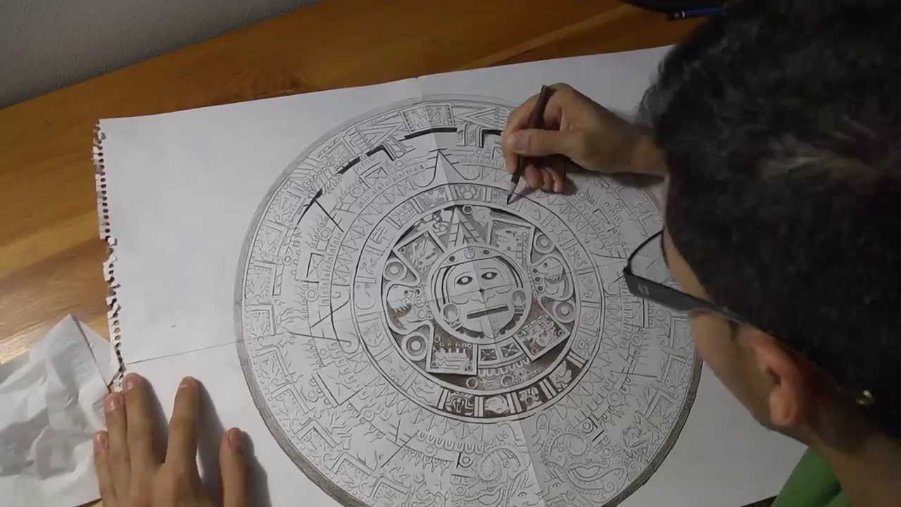 1280x720 aztec calendar drawing time lapse - Aztec Calendar Drawing