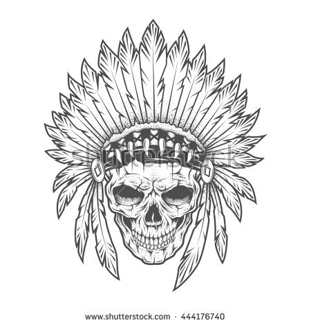450x470 Aztec Skull Drawing - Aztec Drawings