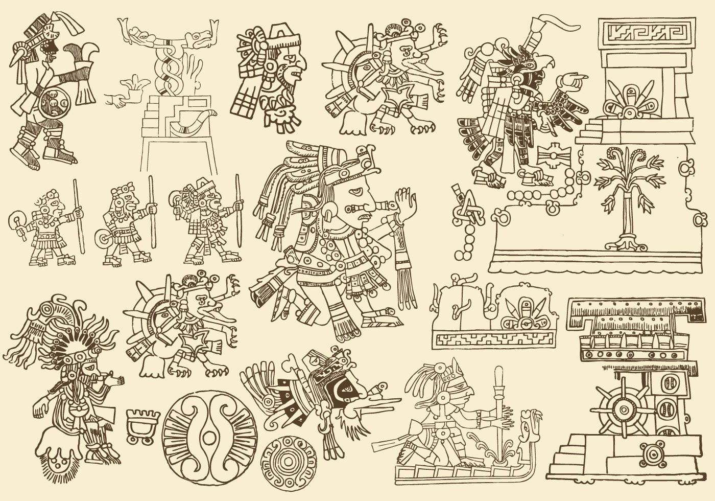 1400x980 Best Antique Aztec Drawings Vector Drawing - Aztec Drawings