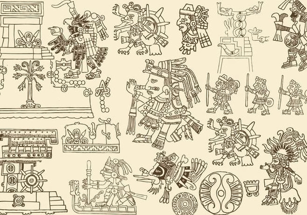 632x443 Descargar Vector Antique Aztec Drawings Gratis Cannypic - Aztec Drawings