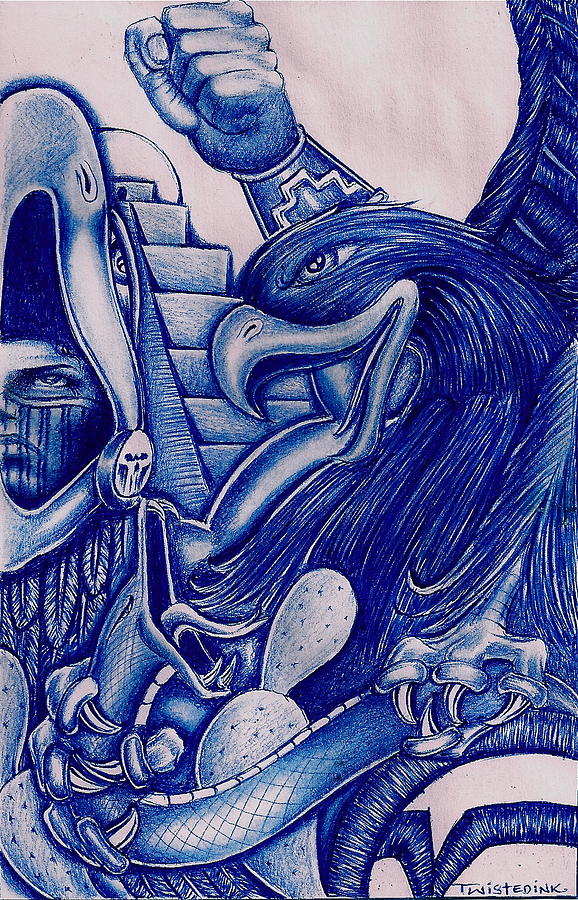 578x900 Aztec Pyramids Drawings Fine Art America - Aztec Pyramid Drawing