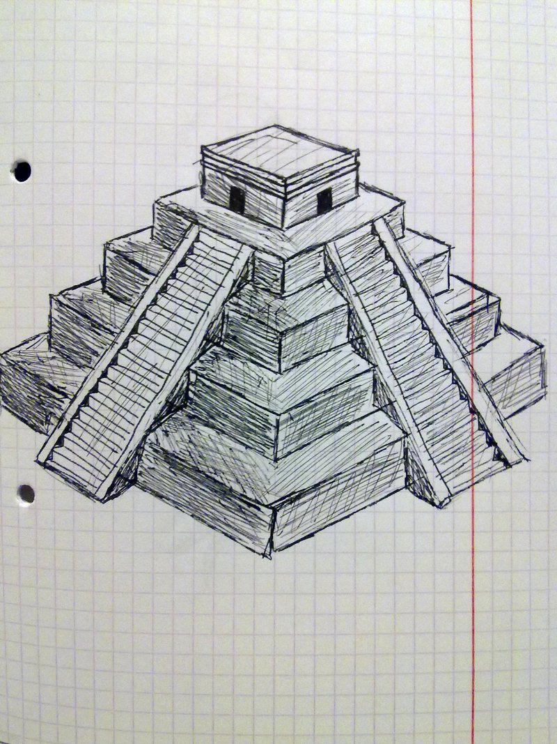 800x1067 Pictures Of Aztec Pyramid Drawings - Aztec Pyramid Drawing