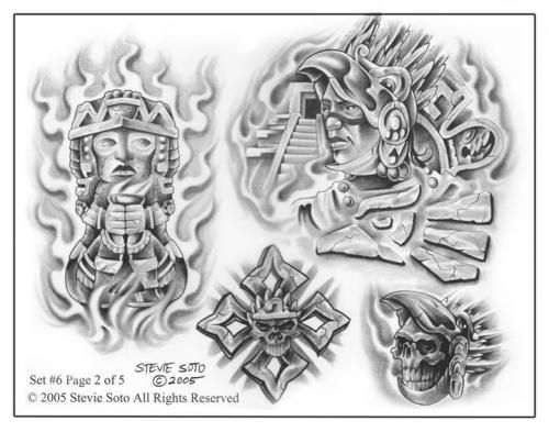 500x393 Tats Tattoo Flash Art, Aztec Tattoo Designs - Aztec Tattoo Drawings