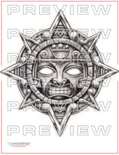 245x317 Incredible Aztec Sun Tattoo Design Cool Tattoo Ideas Inca - Aztec Tattoo Drawings