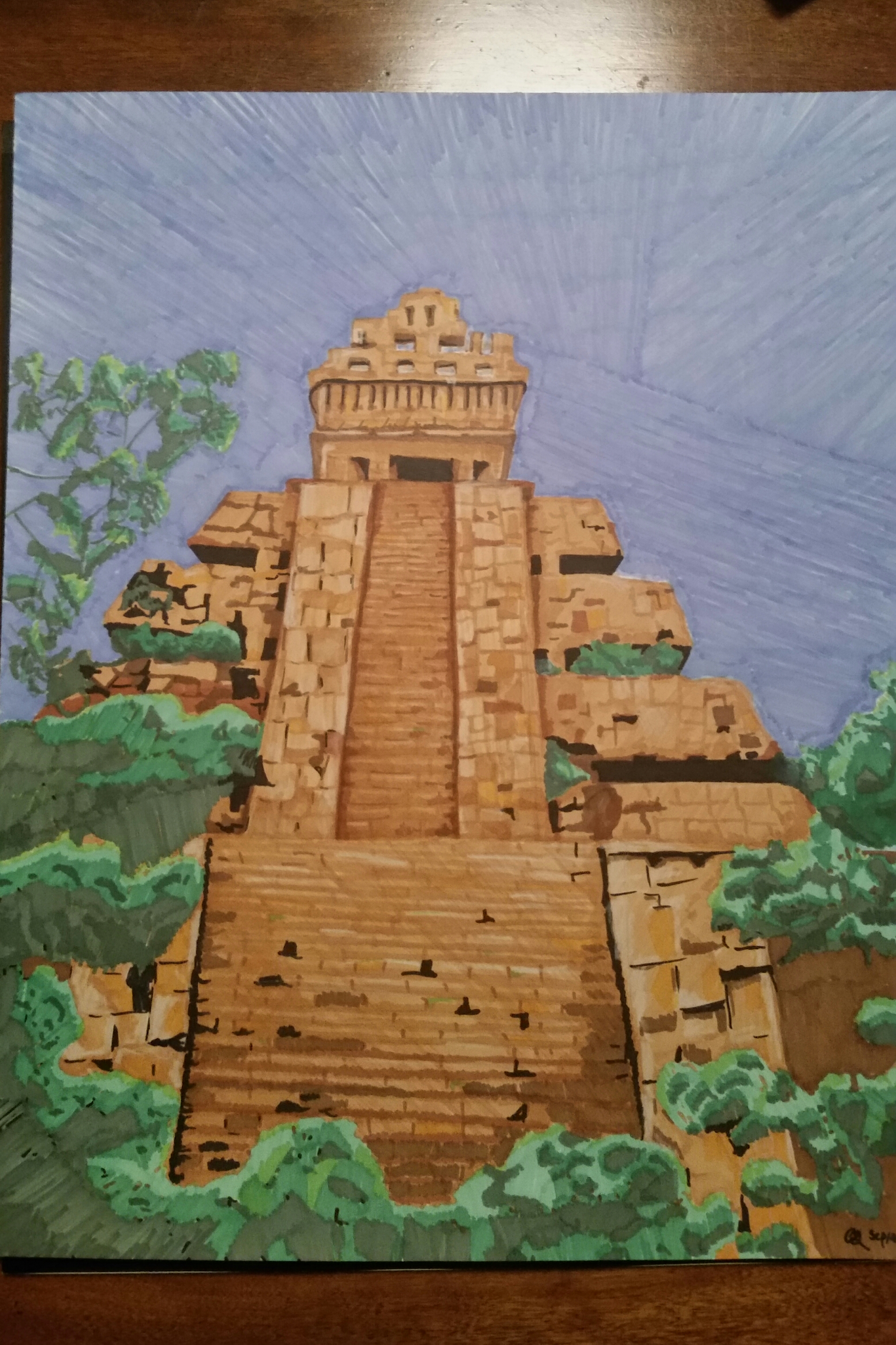 2080x3119 Oc Drawing Of An Aztec Temple - Aztec Temple Drawing