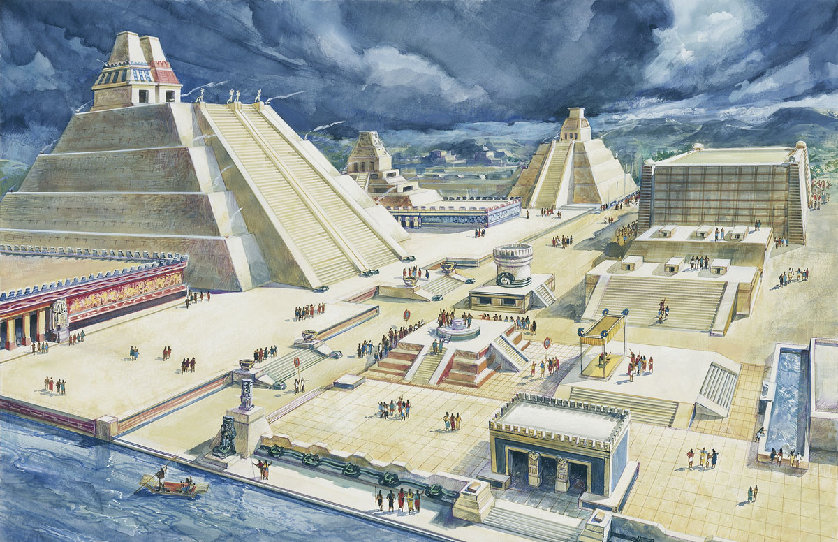 1200x776 The Great Aztec Temple - Aztec Temple Drawing