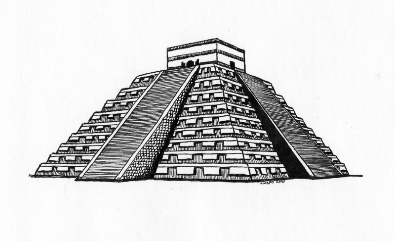 Aztec Temple Drawing at PaintingValley.com | Explore collection of