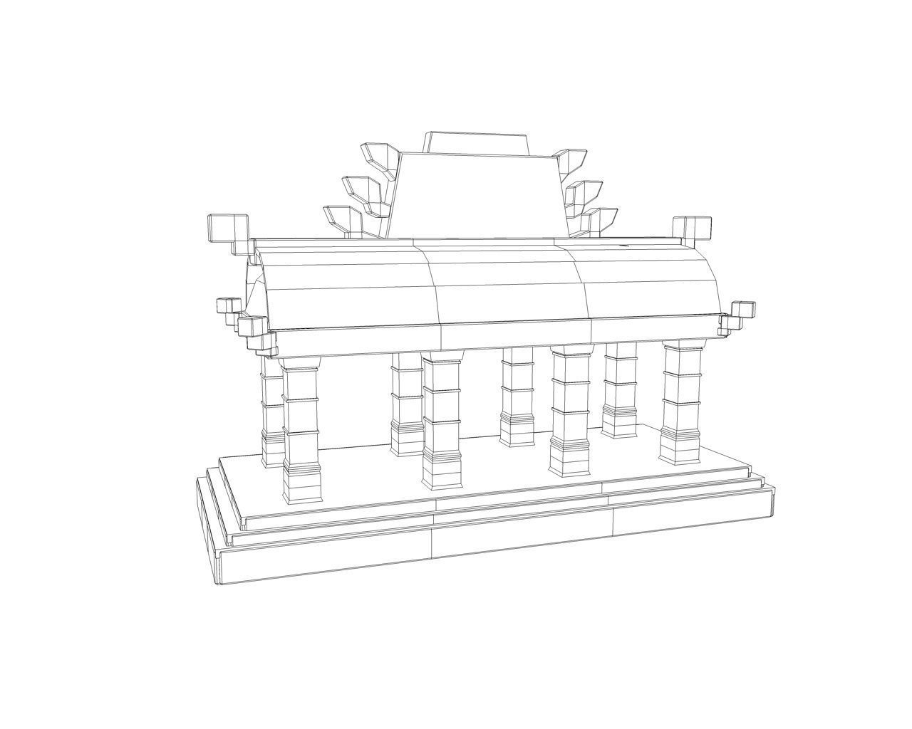 1280x1024 Model Low Poly Aztec Small Temple Cgtrader - Aztec Temple Drawing