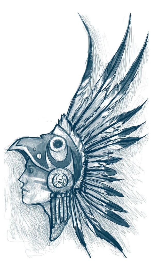 585x1024 Aztec Warrior Drawings - Aztec Warrior Drawing