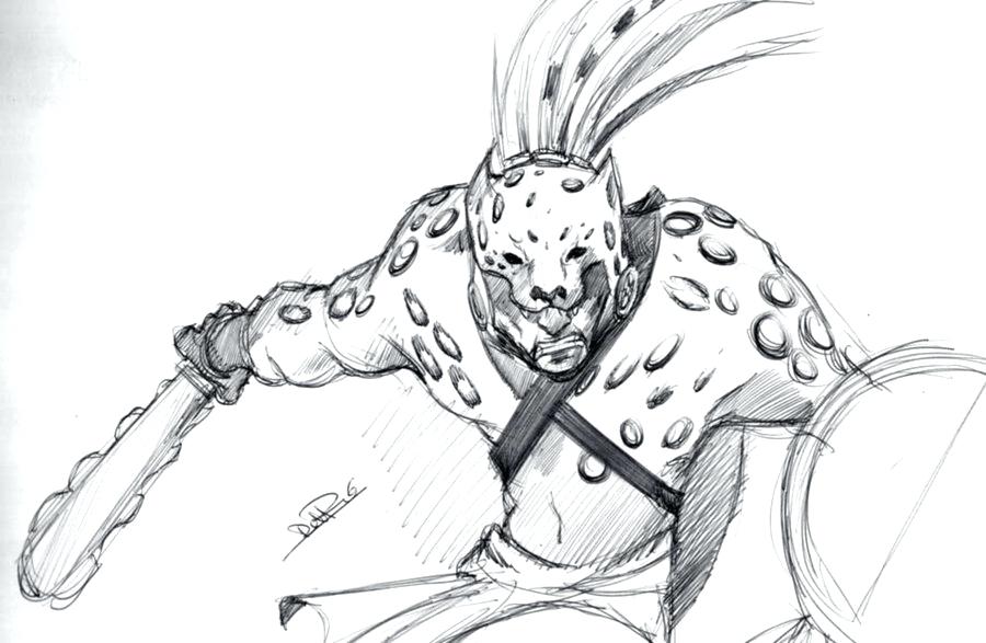 900x587 Leopard Drawing Aztec For Free Download - Aztec Warrior Drawing. 