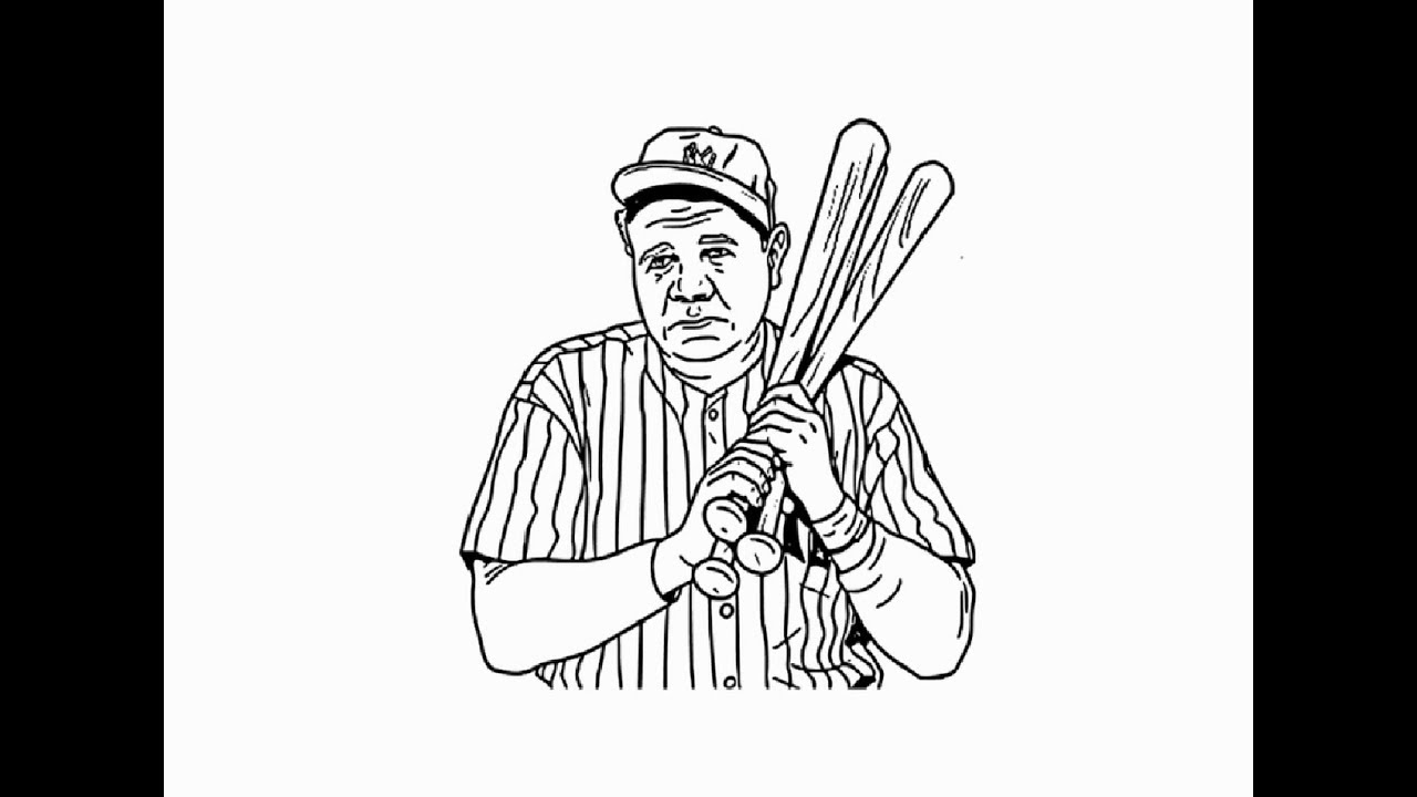 1280x720 How To Draw Babe Ruth Face Pencil Drawing Step - Babe Ruth Drawing