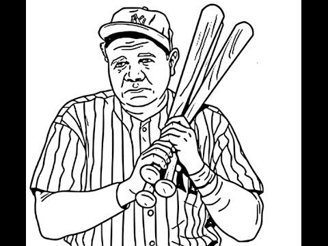 480x360 How To Draw Babe Ruth Face Sketch Drawing Step - Babe Ruth Drawing
