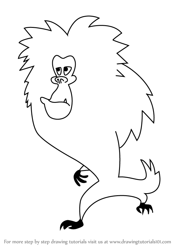 600x846 Learn How To Draw Baboon From Skunk Fu! - Baboon Drawing