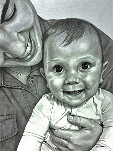 374x500 Baby And Mother Custom Portrait Pencil Drawing - Baby And Mother Drawing