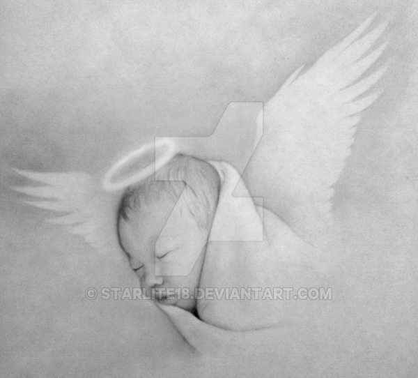 600x542 Baby Angel - Baby Angel Drawing