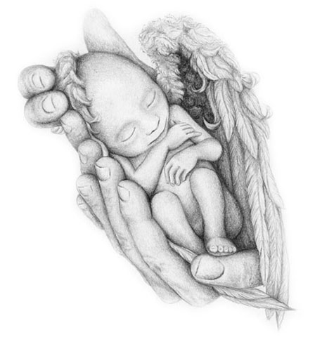 448x480 Drawn Baby Angel - Baby Angel Drawing