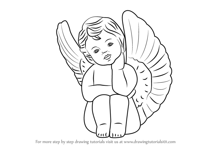 800x567 Learn How To Draw A Baby Angel With Wings - Baby Angel Drawing