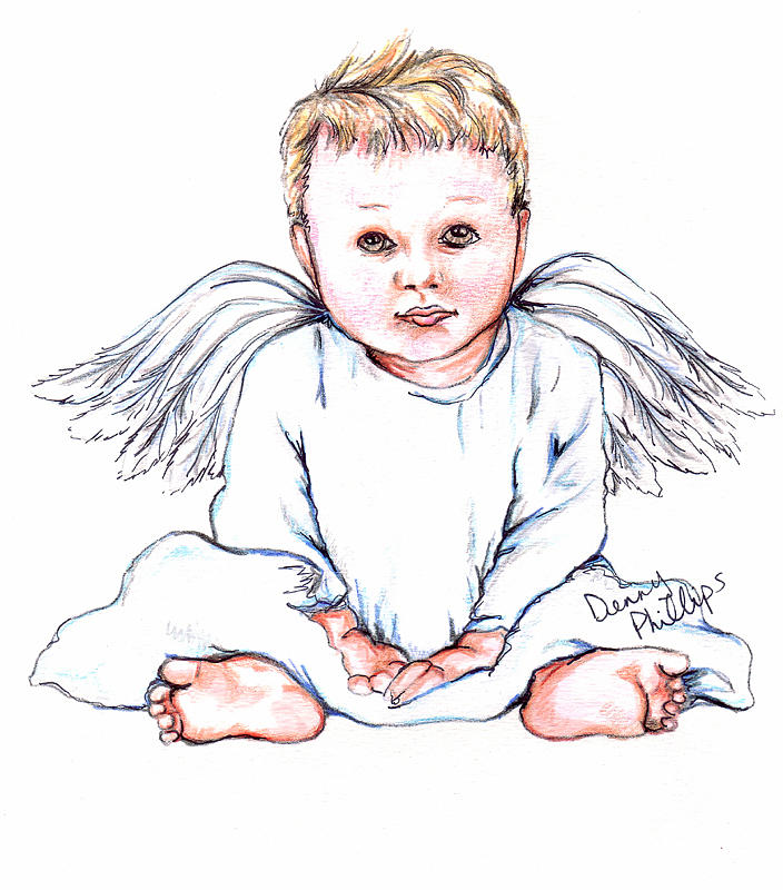 704x800 Angel Baby Ii Drawing - Baby Angel Drawing