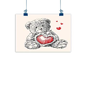 355x355 sunset glow canvas wall art doodle,detailed teddy bear - Baby Bear Drawing