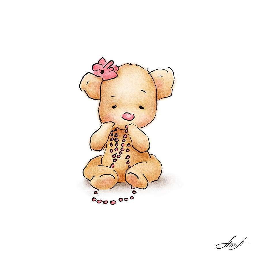 899x900 baby bear with beads digital art - Baby Bear Drawing