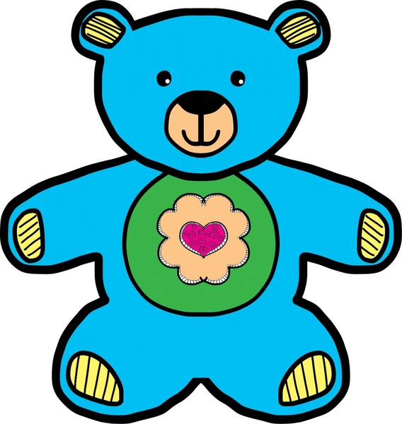 568x600 Blue Teddy Bear Drawing Vector Illustration Free Vector In Open - Baby Bear Drawing