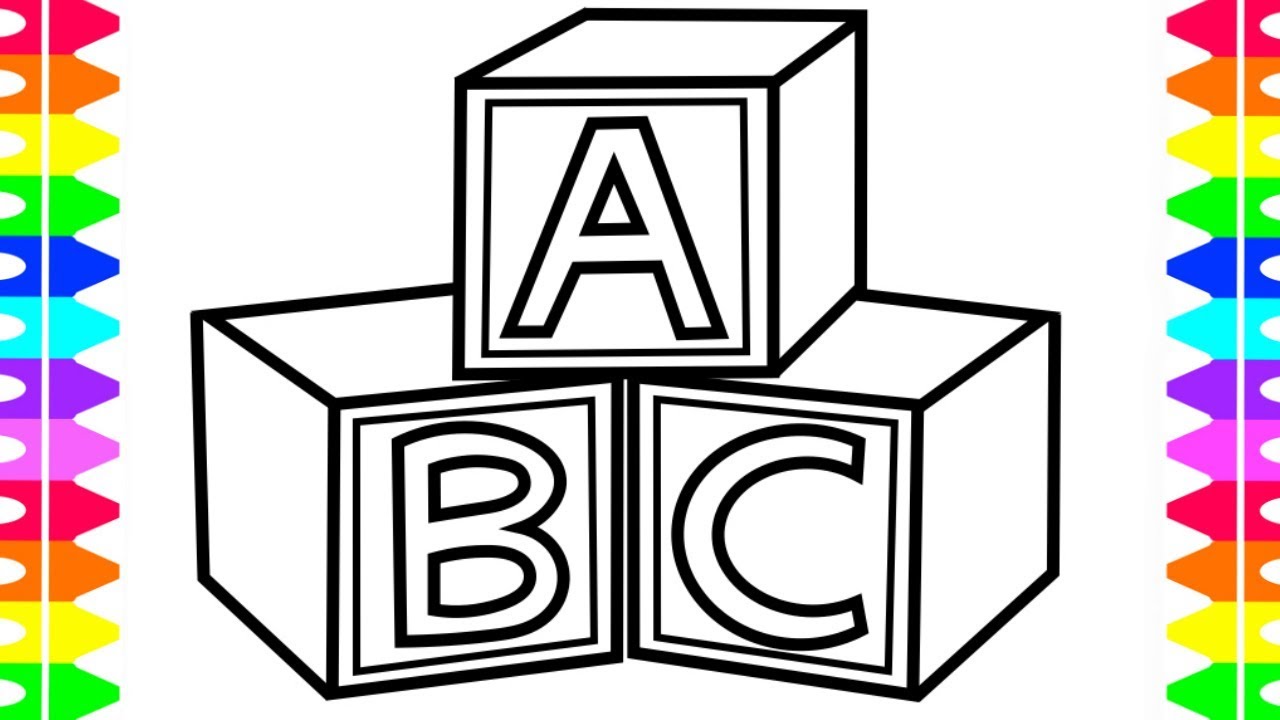 1280x720 How To Draw Abc Toys For Baby Coloring Pages And Drawing For Kids - Baby Blocks Drawing