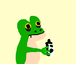 300x250 Green Toad Holding Baby Bottle Drawing - Baby Bottle Drawing