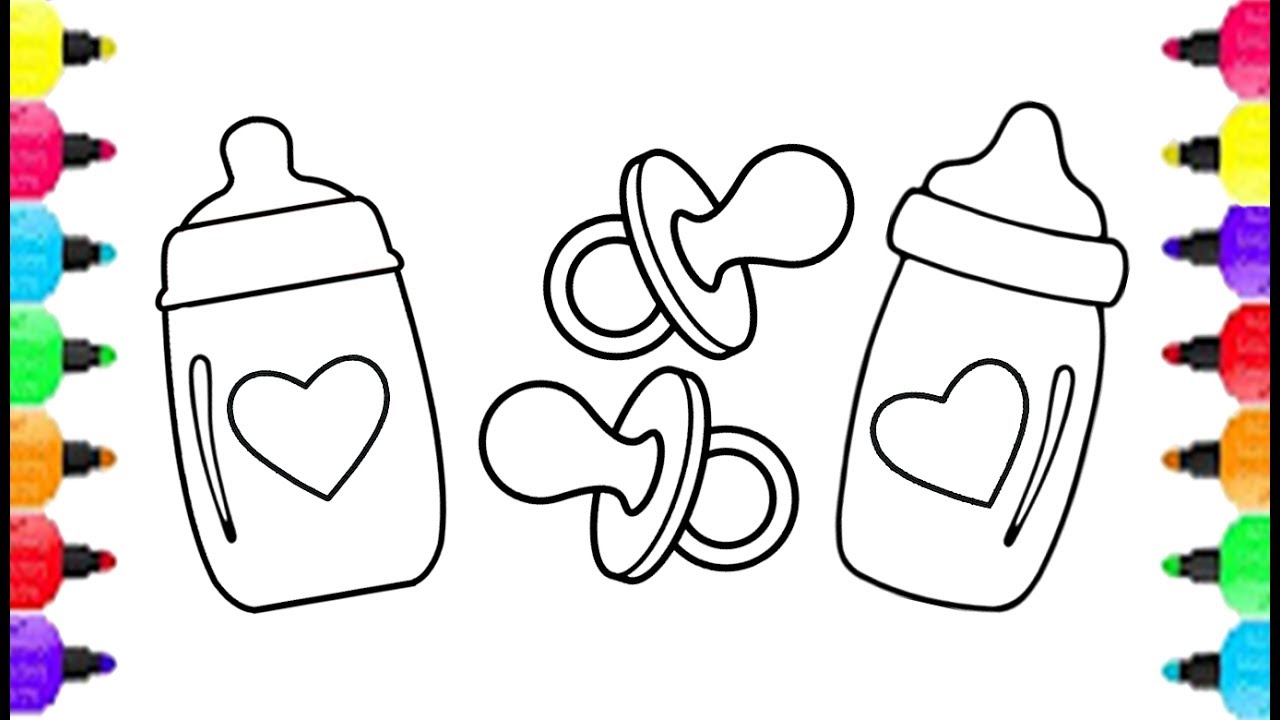 1280x720 How To Draw Baby Bottle And Baby Nipple Coloring Pages For Kids - Baby Bottle Drawing