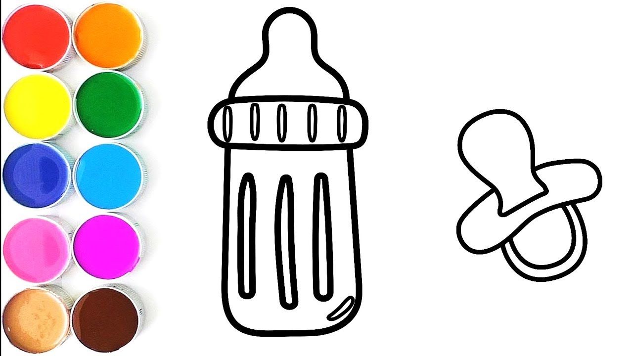 1280x720 how to draw accessories for baby coloring milk bottle, baby - Baby Bottle Drawing