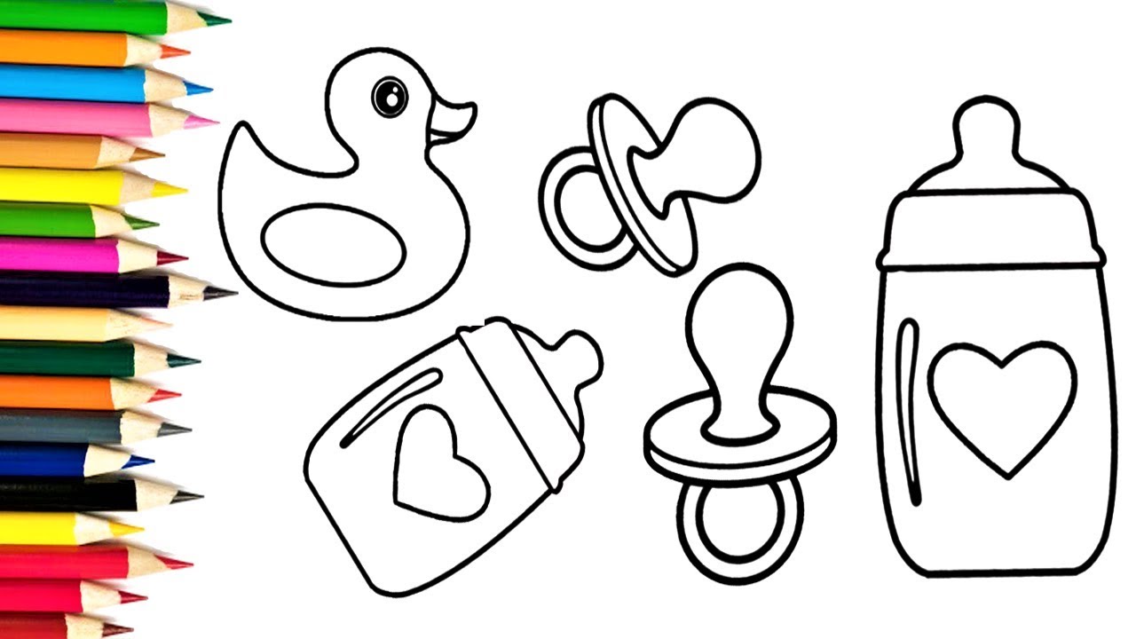 1280x720 How To Draw Baby Bottle, Baby Nipple And Duck Drawing - Baby Bottle Drawing