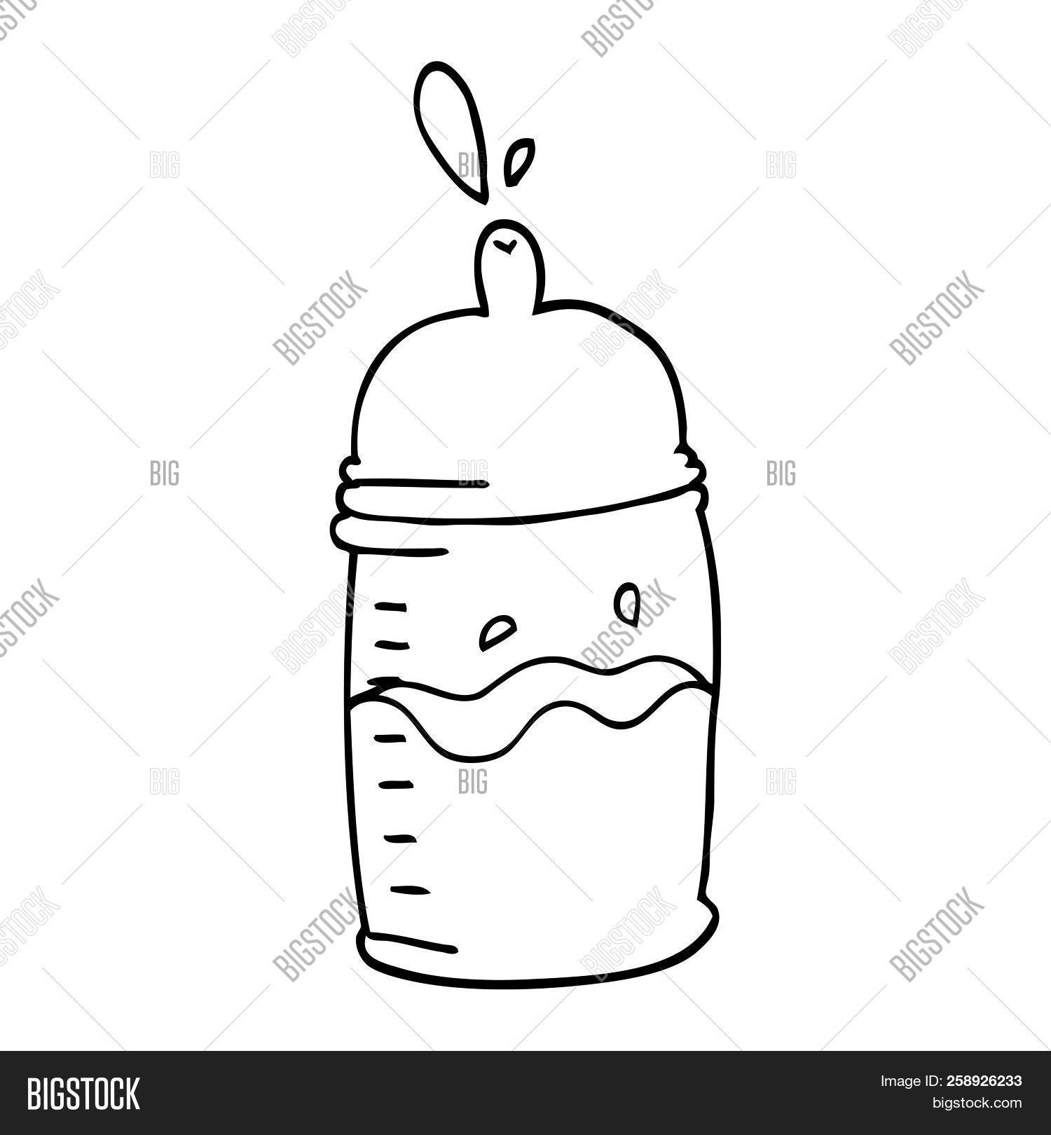 1500x1620 Line Drawing Cartoon Baby Bottle Image - Baby Bottle Drawing