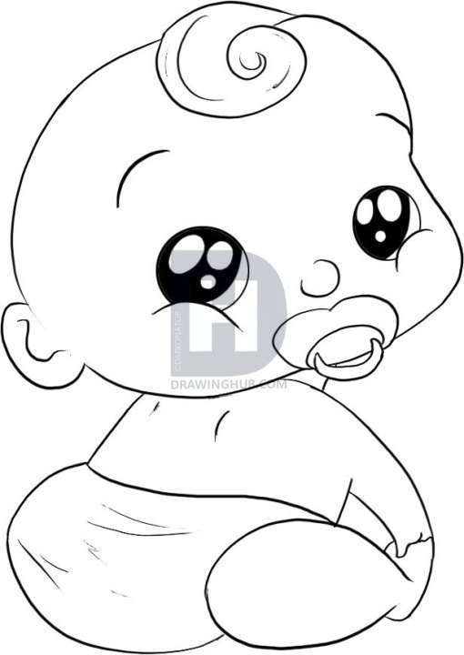510x720 how to draw a baby boy, step - Baby Boy Drawing
