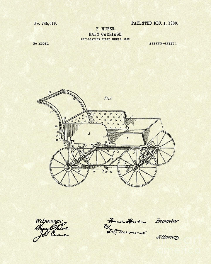 720x900 baby carriage patent art drawing - Baby Carriage Drawing