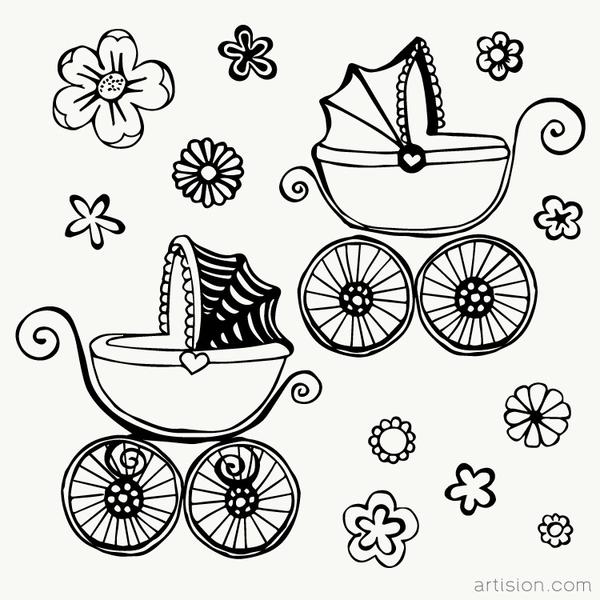 600x600 baby carriage clipart graphic artision - Baby Carriage Drawing
