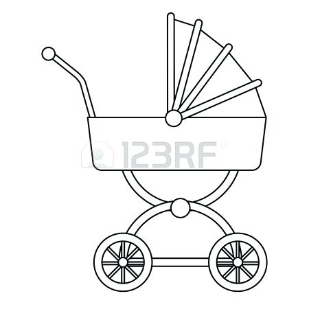 450x450 baby carriage coloring - Baby Carriage Drawing